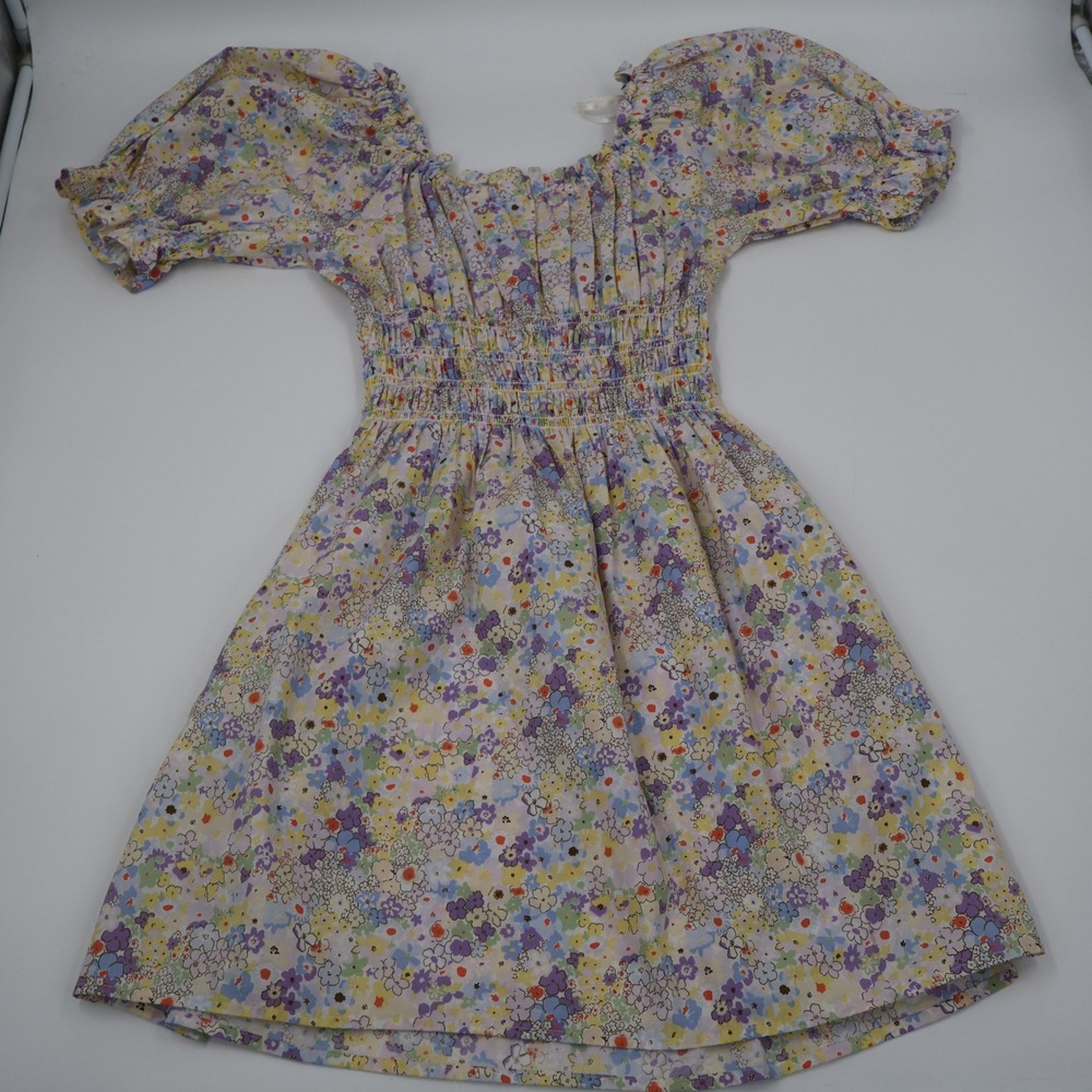 Levi's Floral Mini Dress Womens Large Multicolor Smocked Puff Sleeve Cottagecore